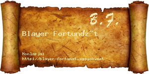 Blayer Fortunát névjegykártya